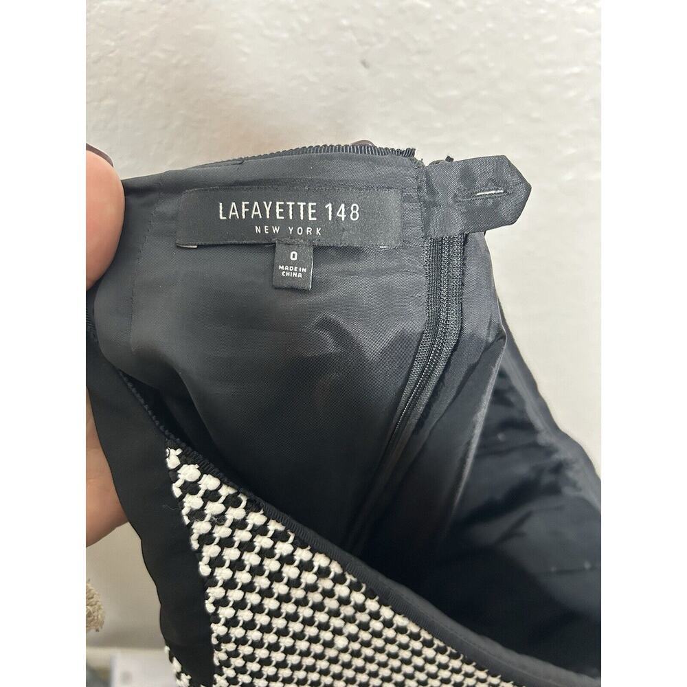 Lafayette 148 Black White Textured Paneled Pencil Skirt Size 0 Career Workwear - Picture 7 of 8